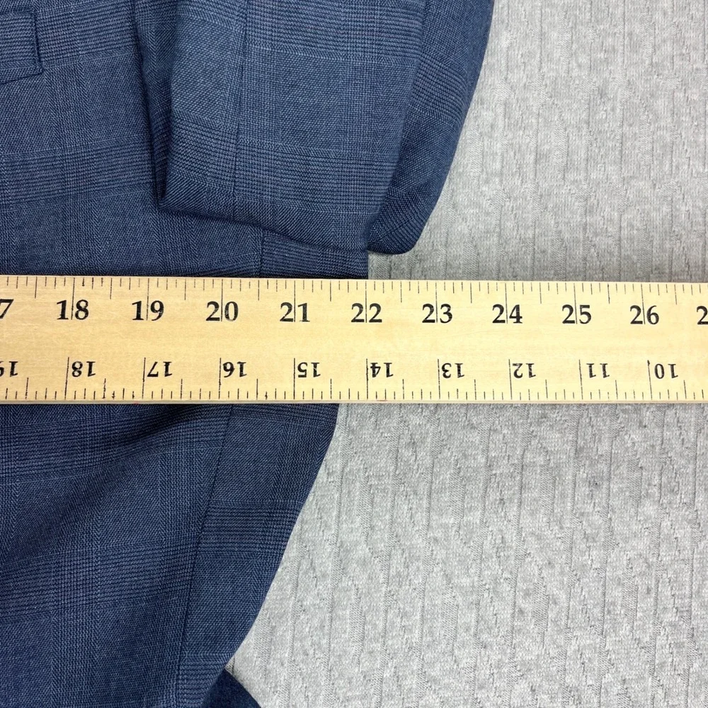 New Banana Republic Blazer Men 44R Blue Slim Fit Glen Plaid Suit Jacket Stretch
